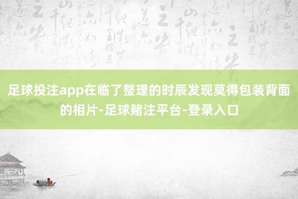 足球投注app在临了整理的时辰发现莫得包装背面的相片-足球赌注平台-登录入口