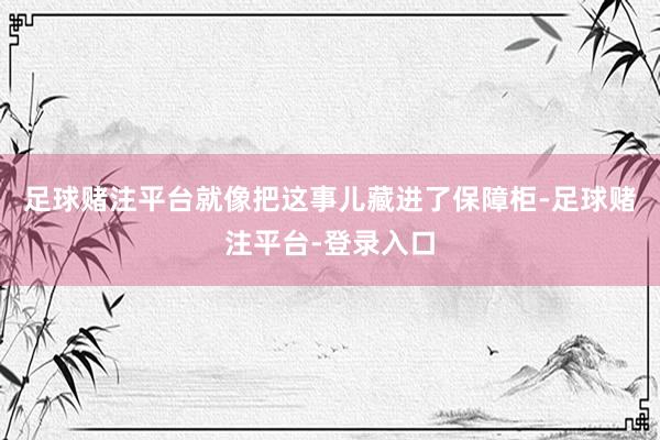 足球赌注平台就像把这事儿藏进了保障柜-足球赌注平台-登录入口