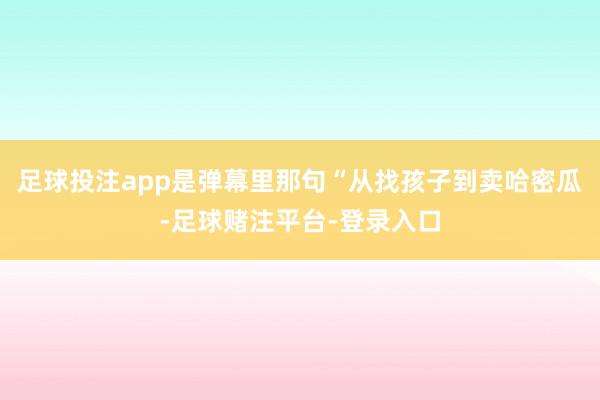 足球投注app是弹幕里那句“从找孩子到卖哈密瓜-足球赌注平台-登录入口