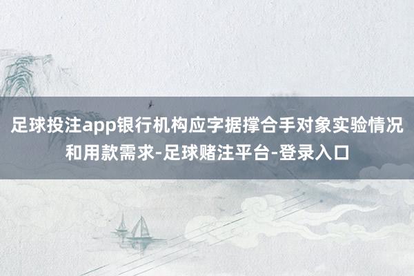 足球投注app银行机构应字据撑合手对象实验情况和用款需求-足球赌注平台-登录入口