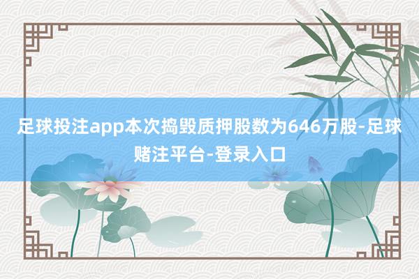 足球投注app本次捣毁质押股数为646万股-足球赌注平台-登录入口